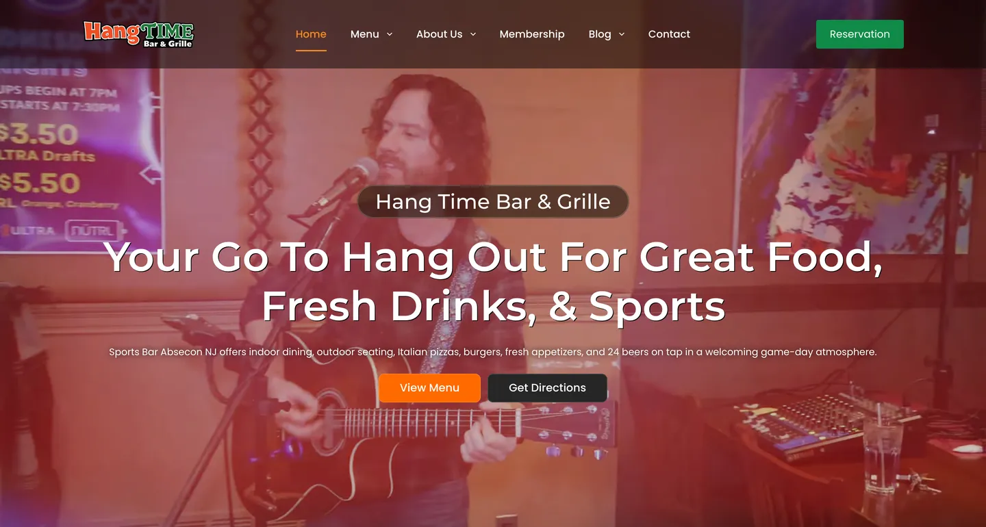 Hang Time Bar & Grille website