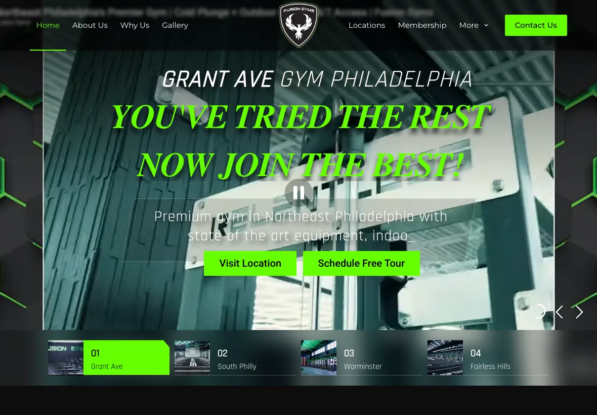 Fusion Gyms's website on an iPad